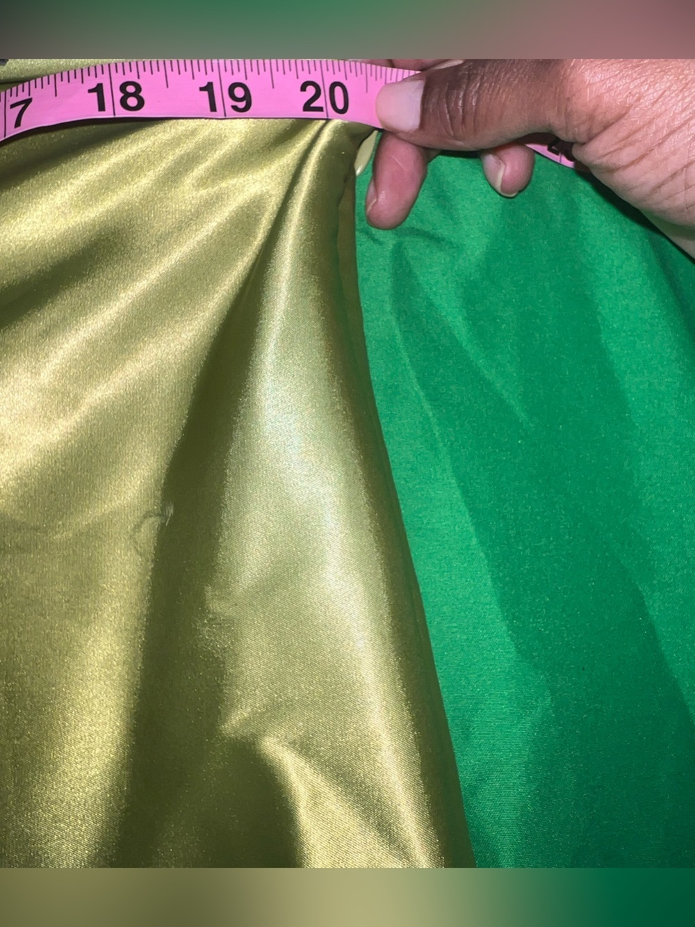 Fashion Nova One-Shoulder Lime Green Satin Feather Trim Blouse - Picture 12 of 14